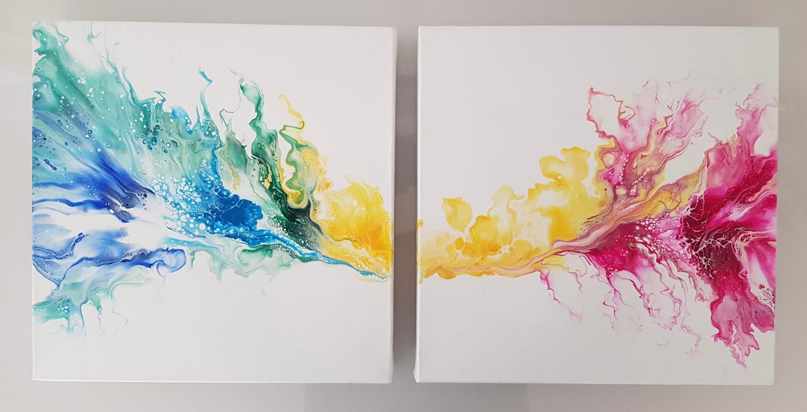 Réalisation d'une toile en Dutch Pouring animée par Julie