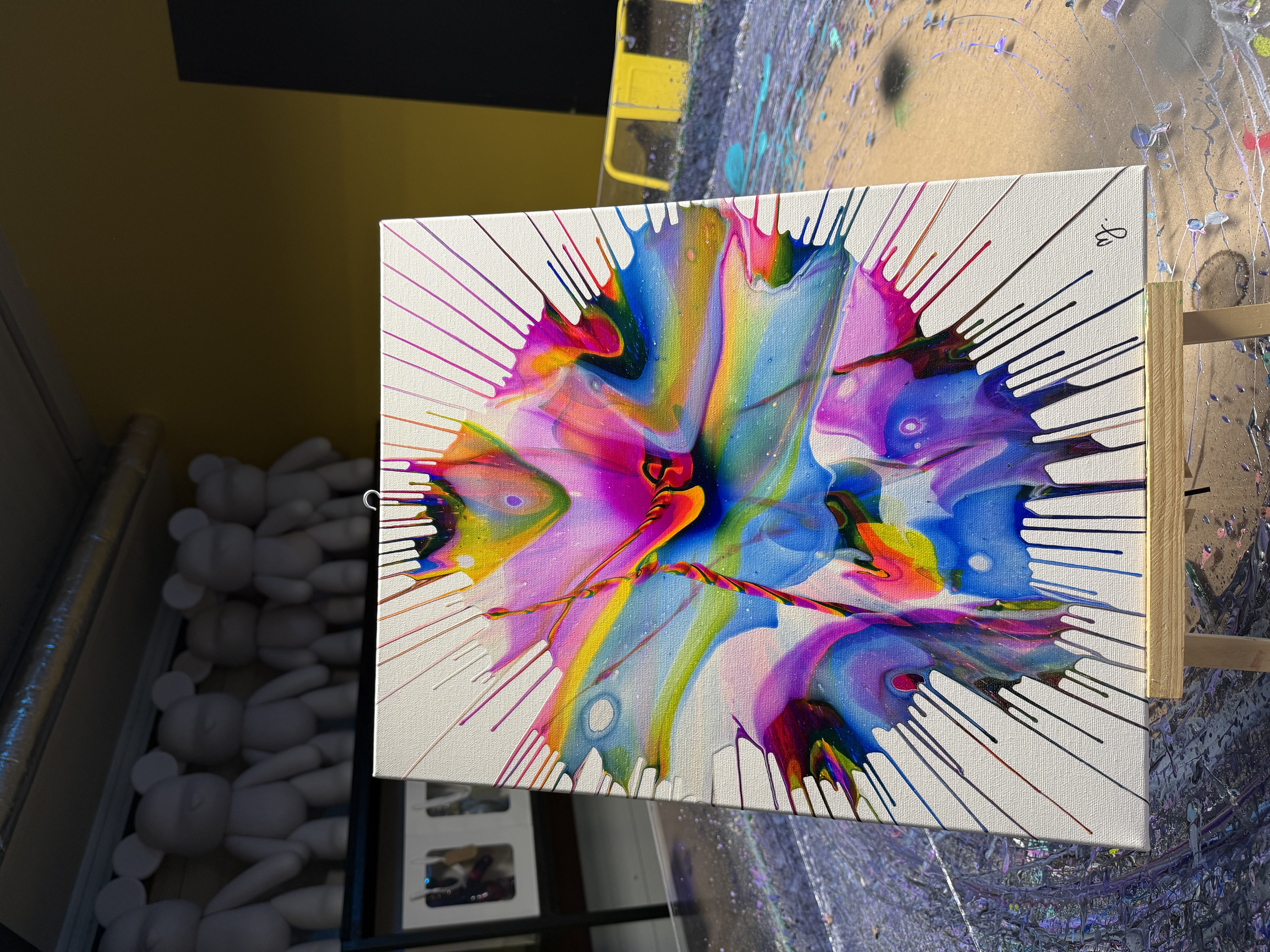 Toile 40x50 en Spin art 