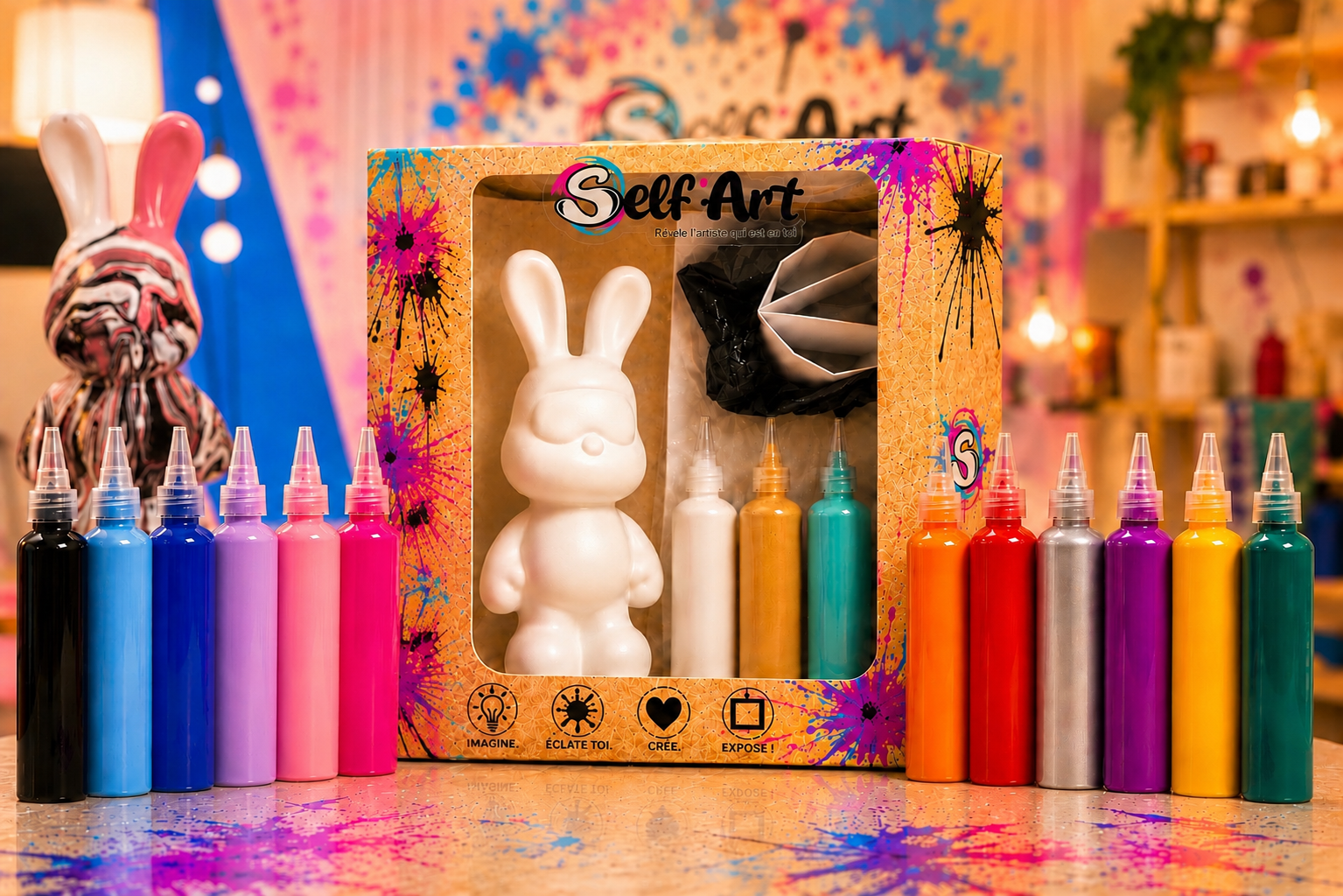 1 KIT CREATIF LAPIN avec 3 couleurs au choix