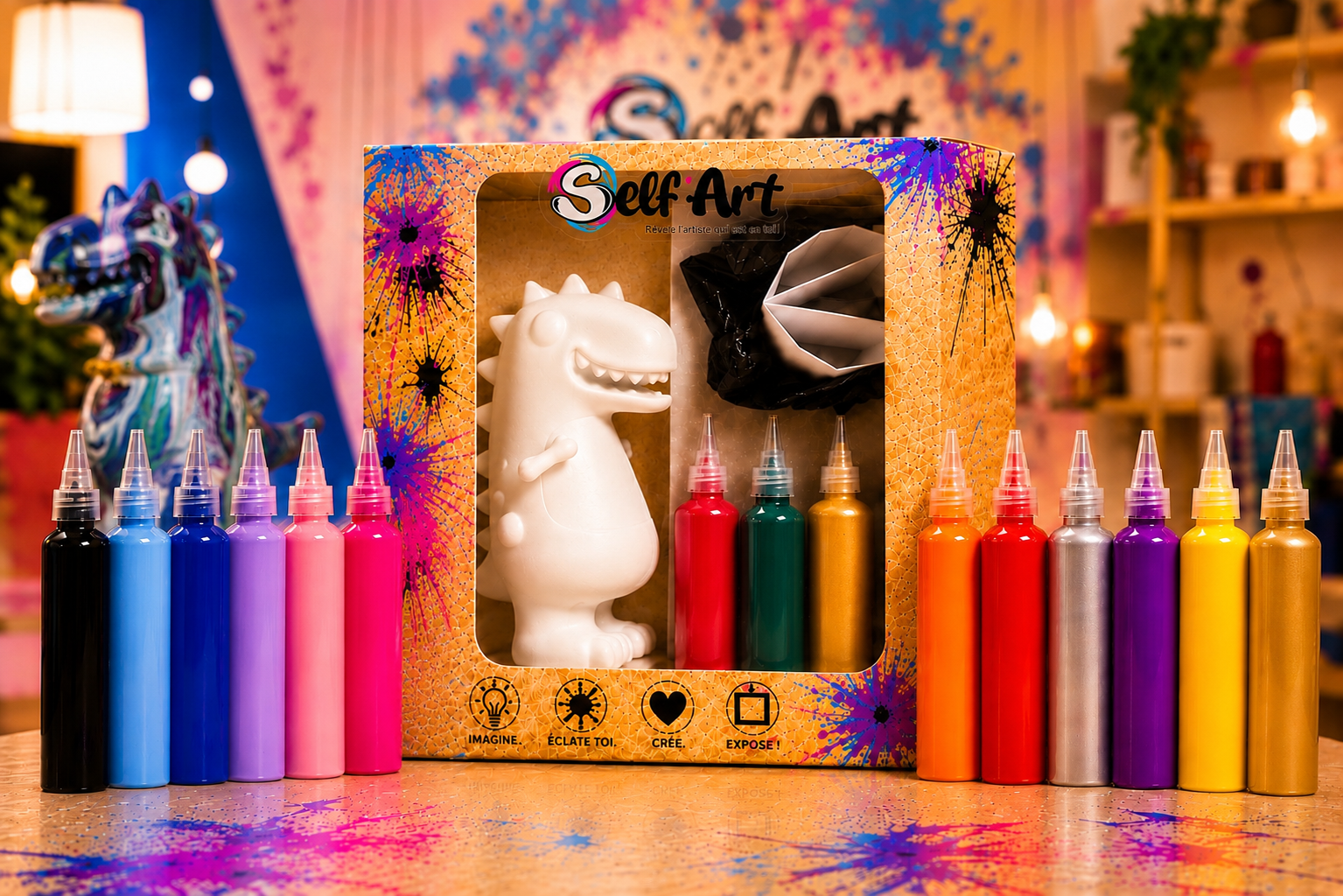 1 KIT CREATIF DINOSAURE avec 3 couleurs au choix