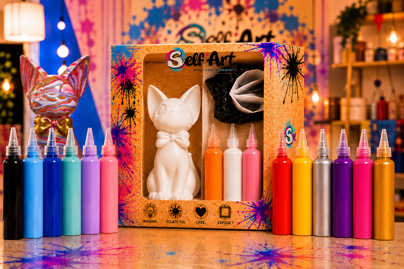 1 KIT CREATIF CHAT avec 3 couleurs au choix