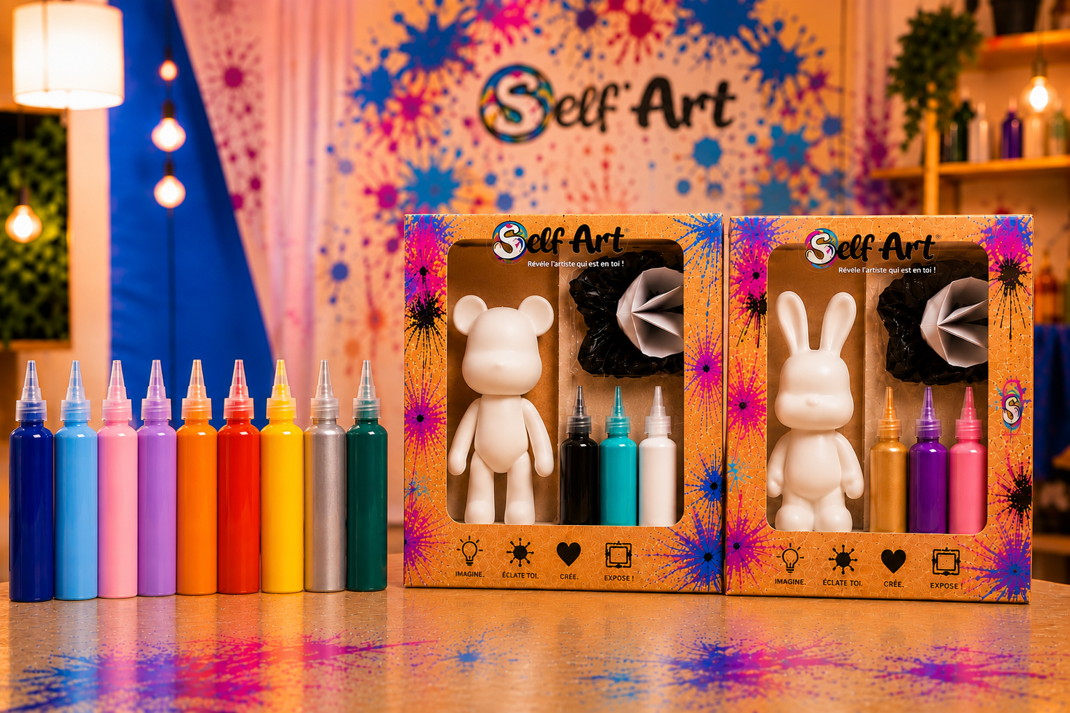 LOT 2 KITS figurines et 2x3 bouteilles de peintures au choix
