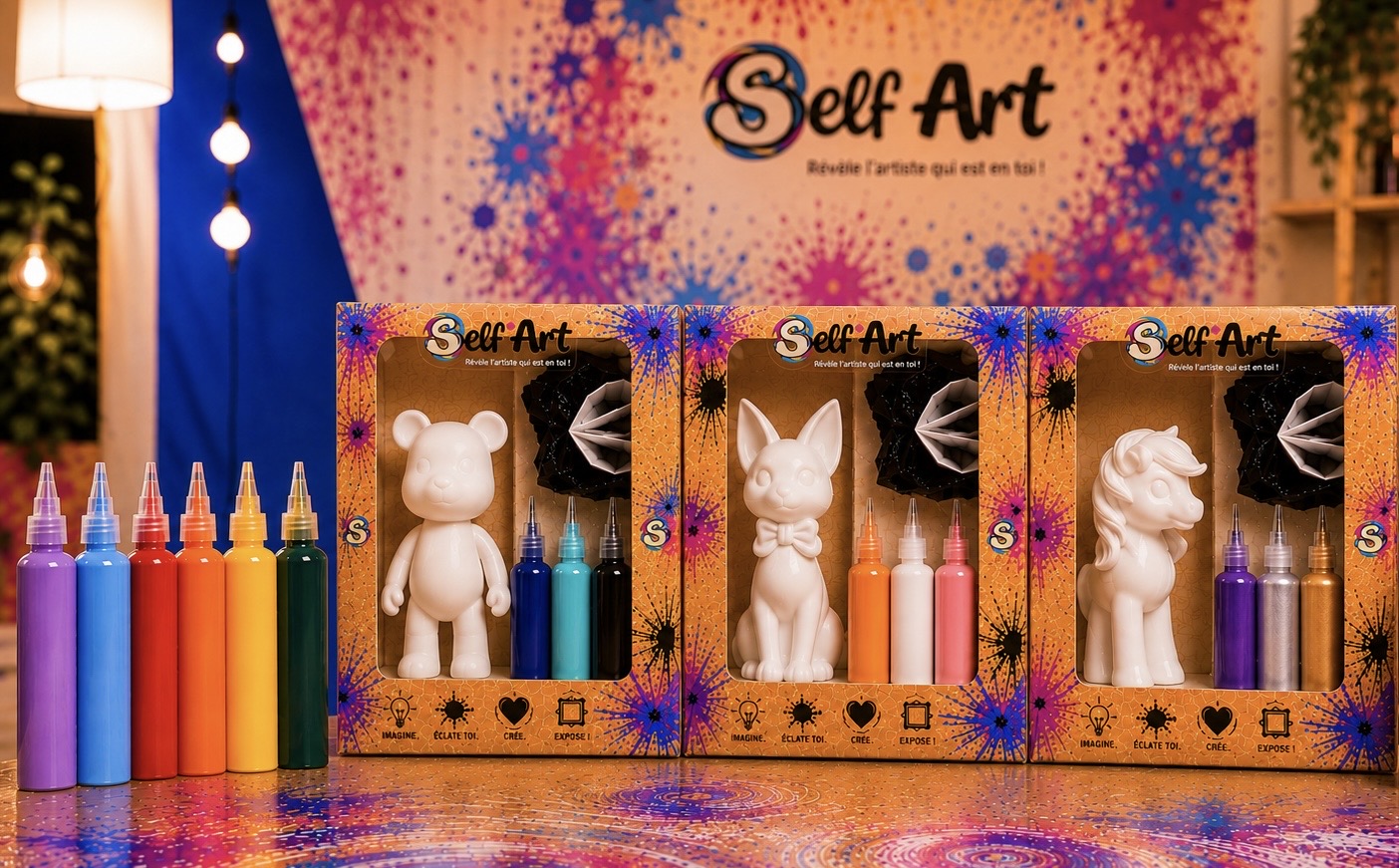 LOT 3 KITS figurines et 3x3 bouteilles de peintures au choix